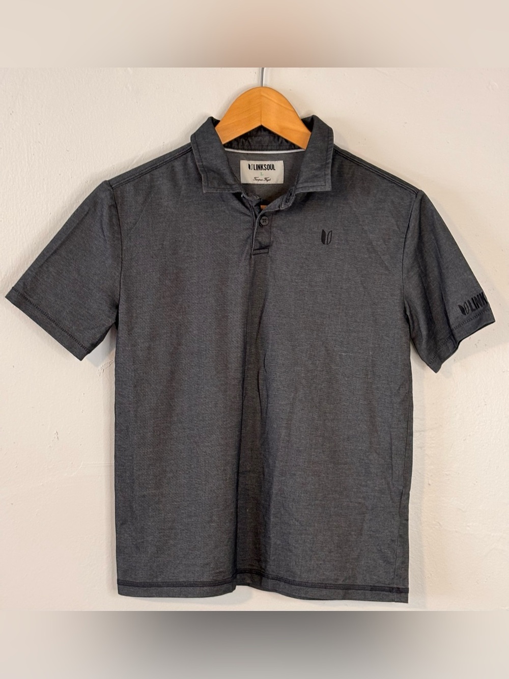 🌸 Linksoul Boy’s Large Tempus Fugit Gray Performance Polo Shirt